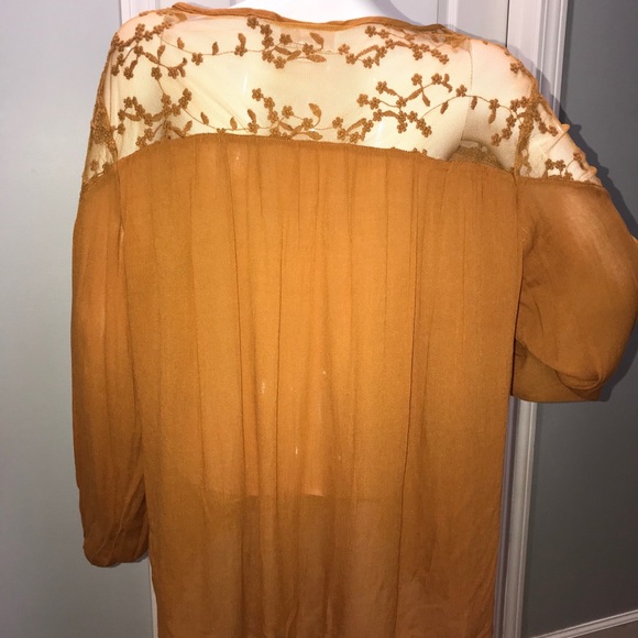 Tarzana mustard sz XL Lace top boho bohemian - Picture 7 of 7